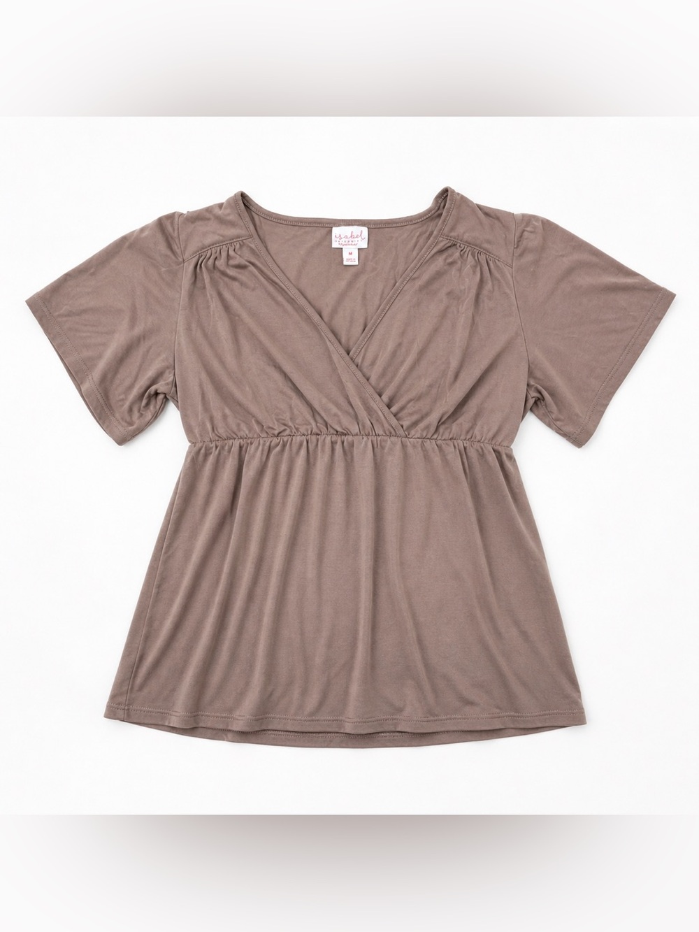 Isabel Maternity Taupe V-Neck Empire-Waist Nursing Top Size M